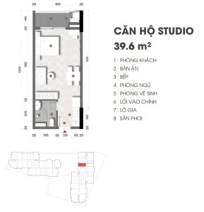 Mặt Bằng Căn Hộ Studio 39.6M2 Moonlight Avenue Thủ Đức